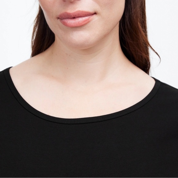 Madewell (Re)generative Cotton Ribbed Cap-Sleeve Tee Jet black size S NWT NU867 - Picture 5 of 14